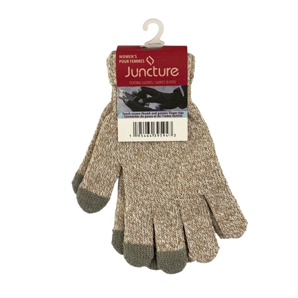 Women's Juncture Texting Gloves Beige‎ Tan Taupe Knit Warm New Winter Cell Phone